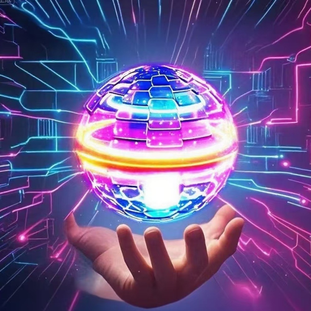 Flying Ball Children's Hand Controlled Color LED Cosmic Globe 360 ° Rotating Suspension Ball Suitable for Indoor and Outdoor Toy