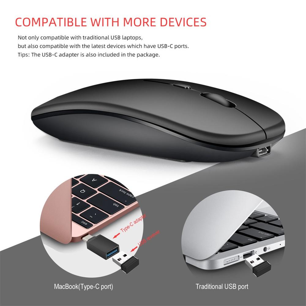 Wireless Touch Mouse Bluetooth 5.0 Optical USB Receiver Slim Silent Ergonomic Magic Mice For Apple Mac OS Computer/Win Laptop PC
