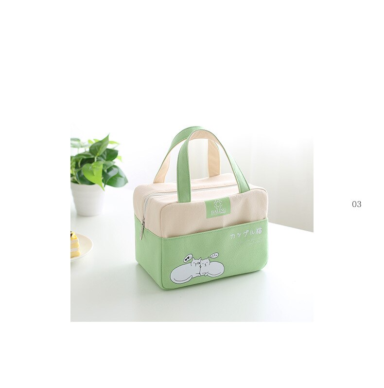 Office Lunch Thermal Bag Foods Fresh Keeping Bag Out door Picnic Bag Foods Insulation Bag Water proof Insulation Ice Bag: Green