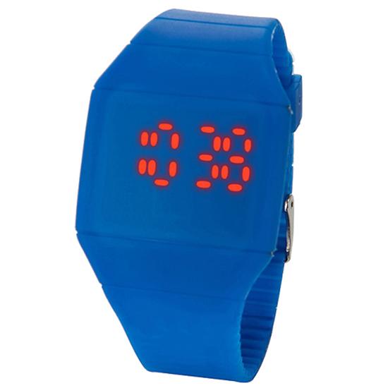 Heren dames touch digitaal led siliconen sporthorloge ultradun horloge dames led digitaal polshorloge: Saffierblauw