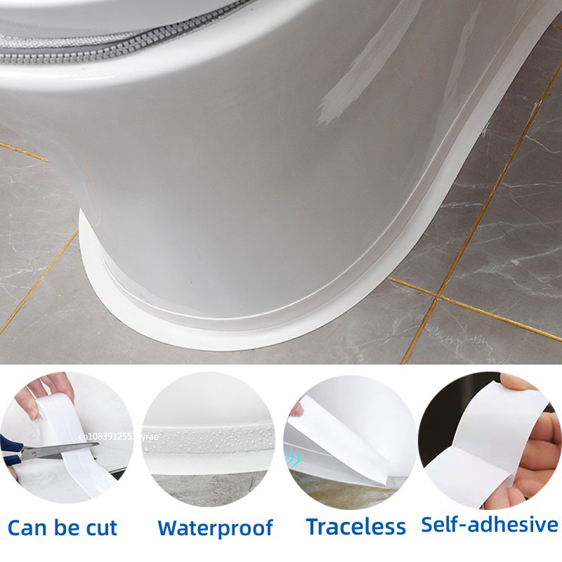 Cinta de sellado de PVC para baño, baño, inodoro, cocina, cinta de masilla, autoadhesiva, impermeable, pegatina de pared, cintas a prueba de moho, 1 rollo