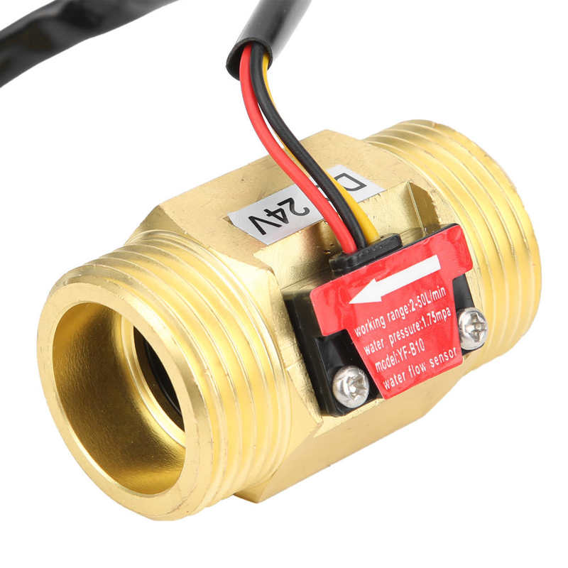 Flow Sensor YF-B10 Hall Flowmeter Switch G1in Water Flow Sensor Turbine Meter Counter DC24V 2~50L/MIN Liquid Level Sensor