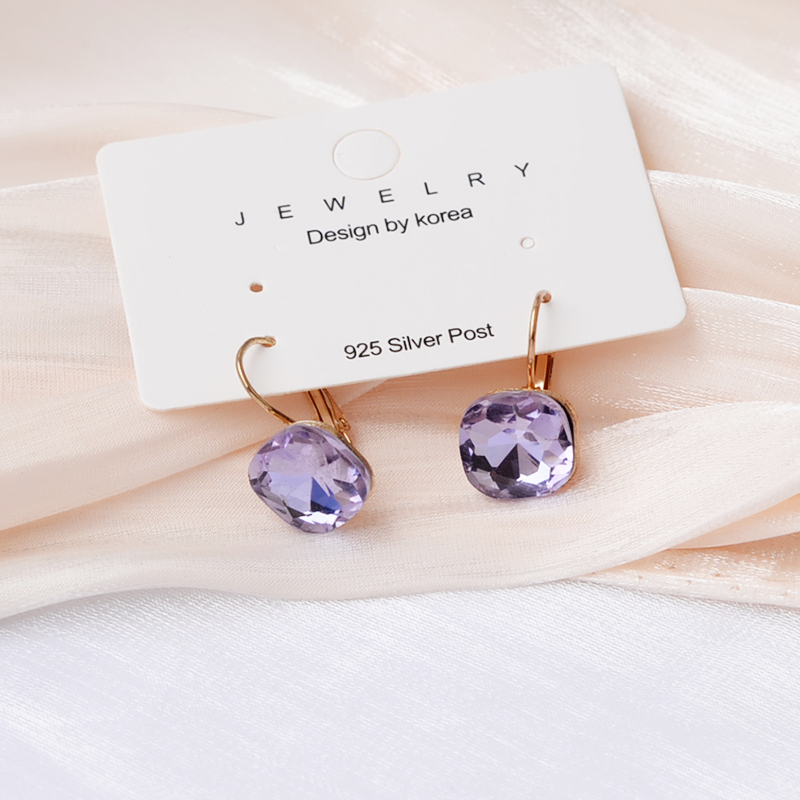 Pendientes colgantes geométricos de mariposa y flor púrpura para mujer, Margarita, corazón, redondo, cuadrado, Brincos, joyería de boda dulce: PALLADIUM