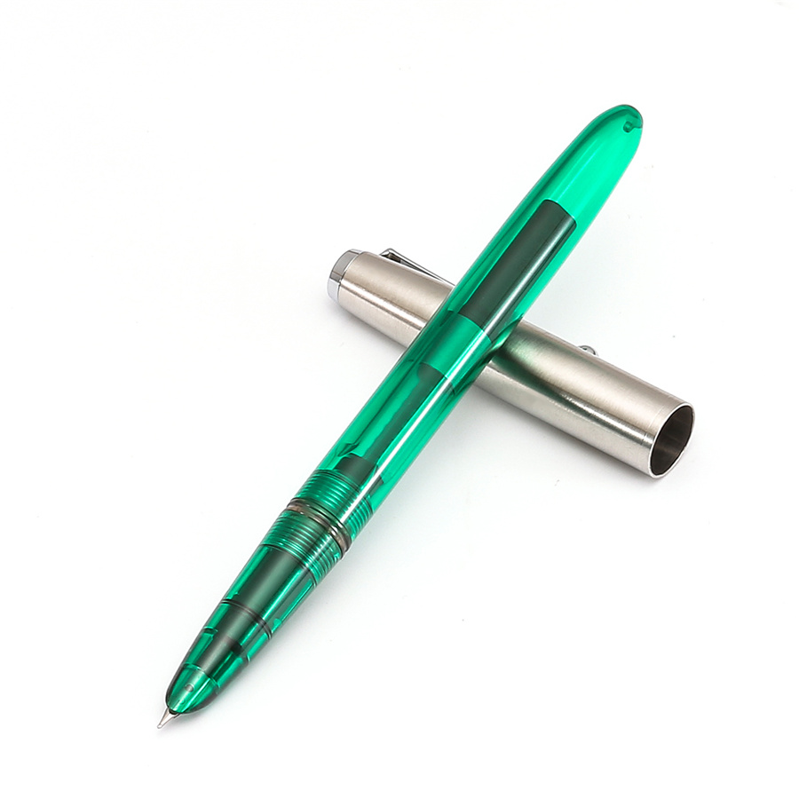 Jinhao Vision Fountain Pen, Steel Metal Cap, Nice Color Transparent Barrel, Fine Nib Office Finance School Student writing A6994: Transparent green