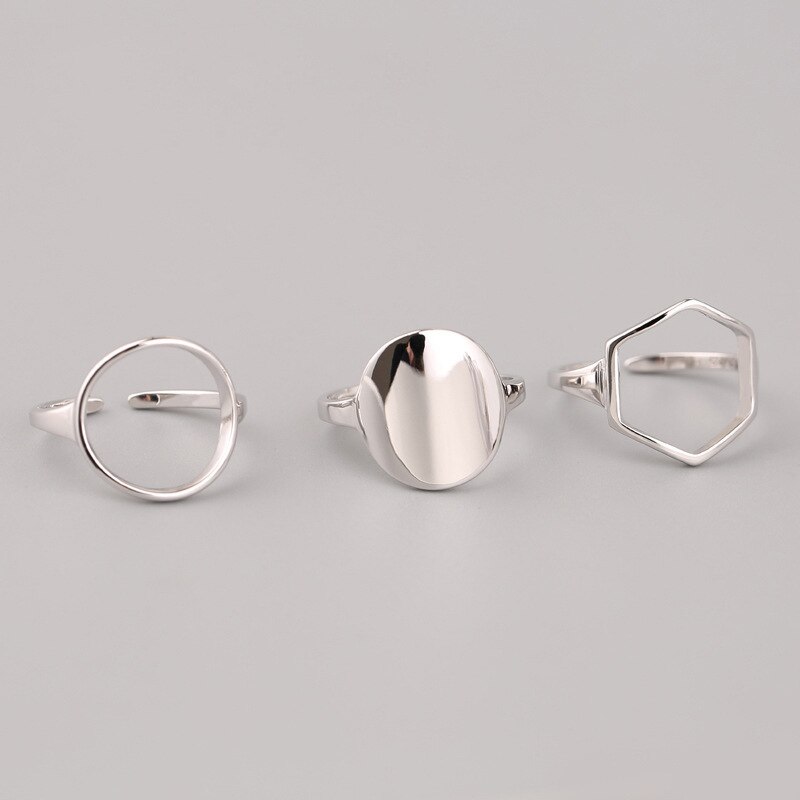 Zomer Strand Open Cirkel Hexagon Ringen Voor Vrouwen Meisjes Verstelbare Finger Ring Charm Sieraden