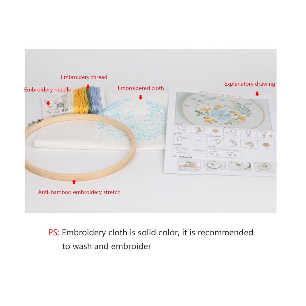 DIY Embroidery Flower Handwork Needlework for Beginner Cross Stitch Kit Ribbon Painting Embroidery Home Decoration