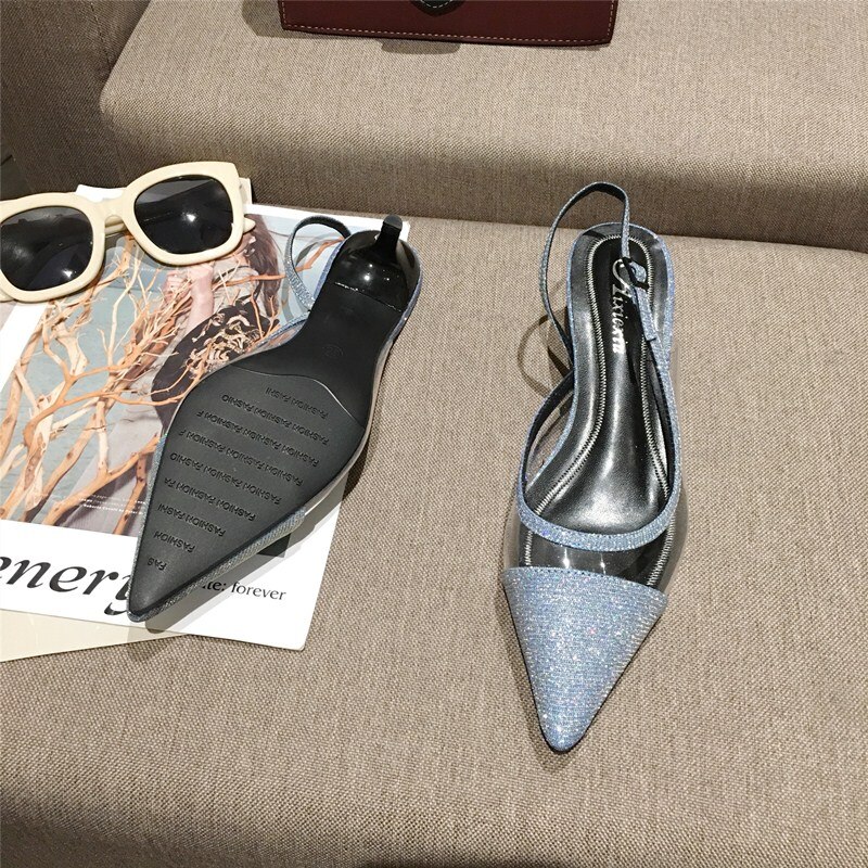 mixed colors slingback summer pumps buckle strap slingback classic pointed toe pretty girls hollow sandals med heels