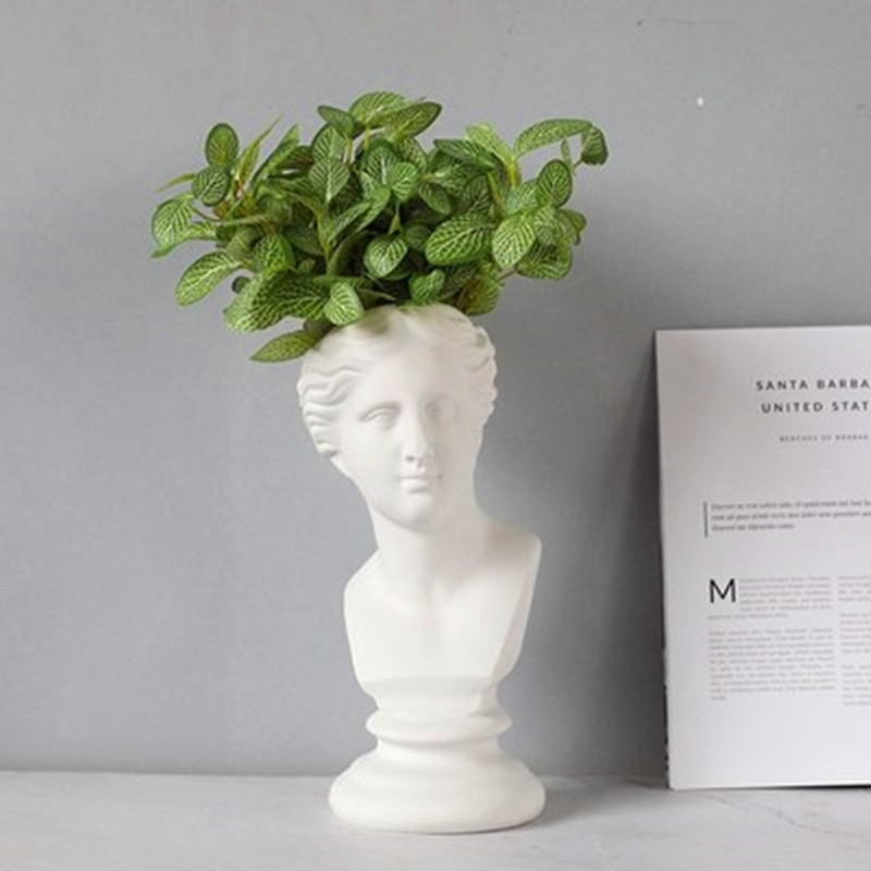 30CM Roman Mythology Venus Head Portraits Vase Bedroom Figure Statue Flower Arrangement Nordic Ornaments Flower Pot X1524