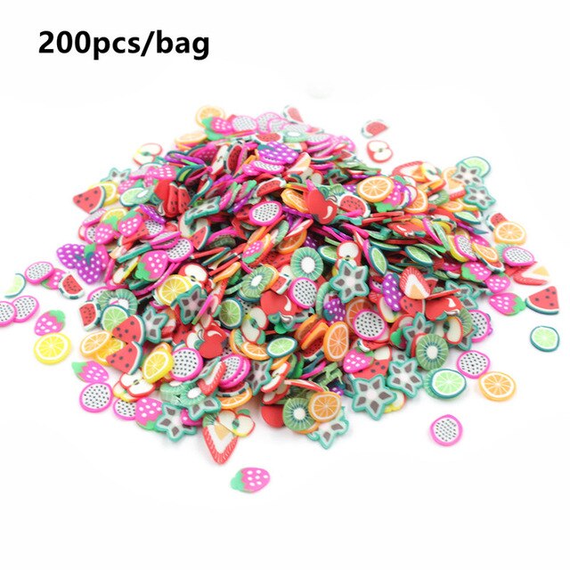 Colorata Aggiunta Acquario Perline Per Slime Palle Pendenti E Ciondoli Forniture Slimes Accessori Craft Stucco Fai Da Te di Riempimento Giocattoli Per I Bambini: 200pcs Fruit Fimo