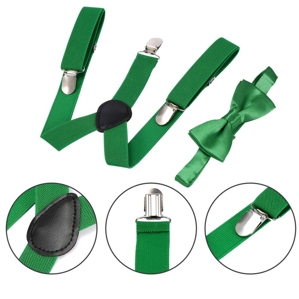 1pc børn elastiske seler & butterfly matchende smoking jakkesæt unisex dreng pige bowtie børn kostume justerbar y-back seler
