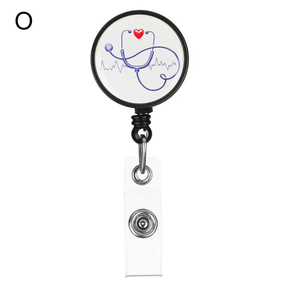 1Pcs Intrekbare Verpleegkundige Badge Houder Grappige Reel Werk Tag Met Alligator Clip Naam Card Plaat Id Card Houders kantoorbenodigdheden: O