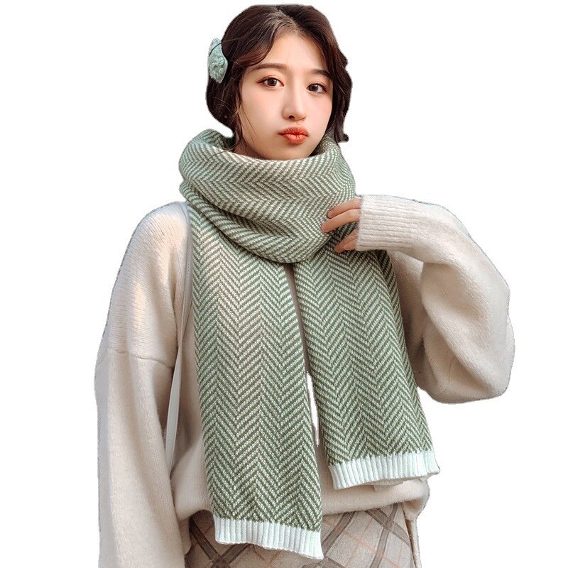 Woman winter striped thicker wild cute girl couple warm scarf