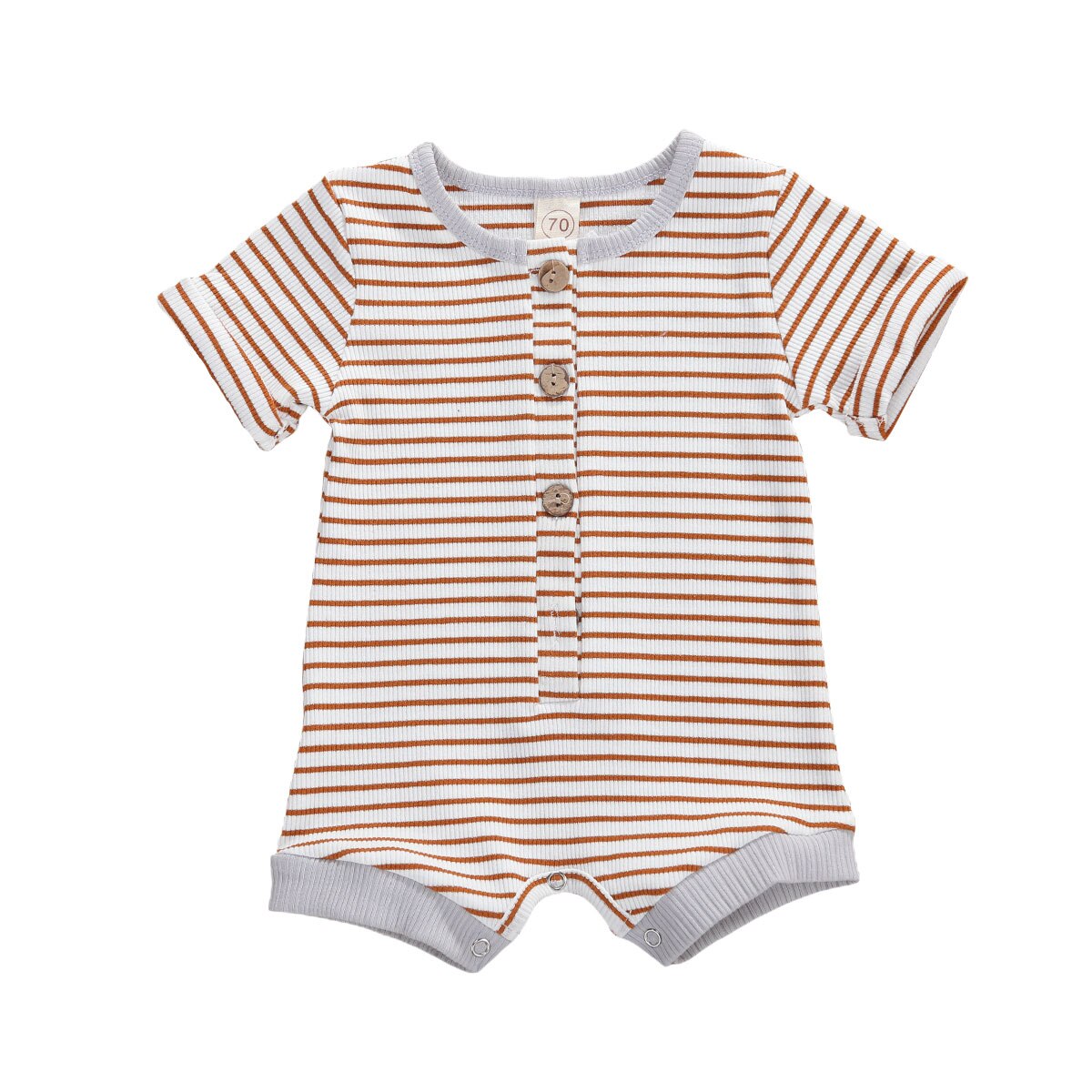 0-18M infantile bébé filles garçons barboteuse rayé imprimé manches courtes simple boutonnage combinaisons 5 couleurs: C / 6M