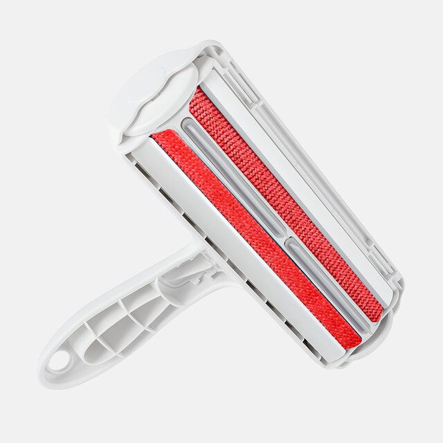 2-Way Pet Hair Remover Roller Verwijderen Hond Kat Haar Van Meubels Zelfreinigende Lint Pet Hair Remover een Hand Bedienen Voor Sofa: Red