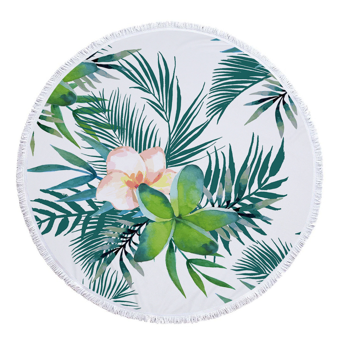 Innovatief groen bladerenpatroon rond strandlaken van microvezelmateriaal kan worden gebruikt als badhanddoek, yogamat, picknickmat, speelmat: 9