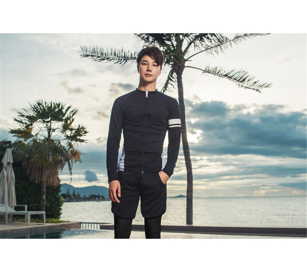 Traje de baño de manga larga para mujer, bañador de una pieza liso con cremallera, 5 conjuntos de traje de baño negro para surfear, pantalones largos con almohadilla