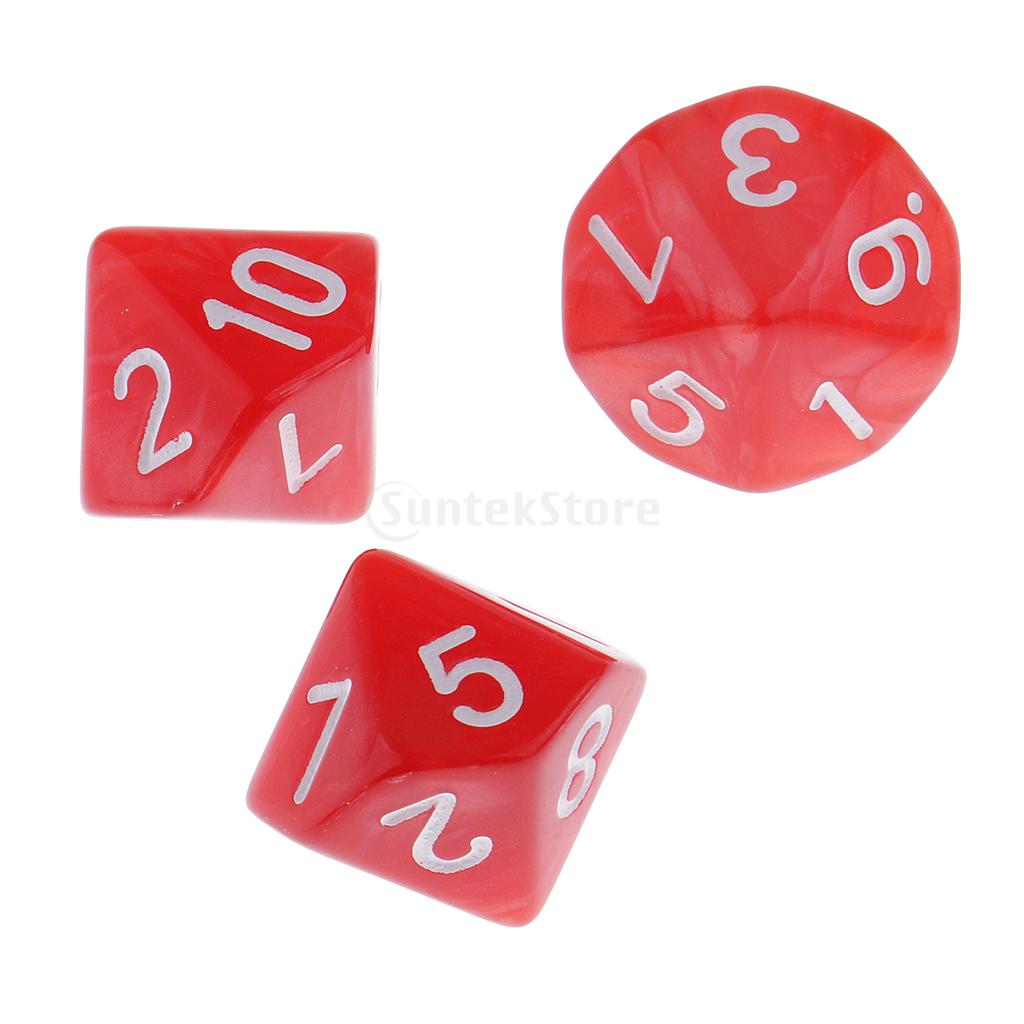 10 Pieces Plastic 10-Sided Dices D10 for Party Table Card Game D&D RPG MTG Accessory 1.6cm