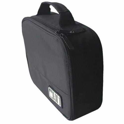 Bolsa organizadora de cables para viaje, cargador Digital portátil con cremallera, kit de almacenamiento de cosméticos, accesorios de viaje: Negro