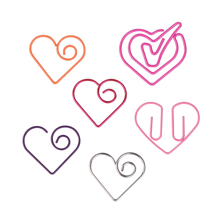 love heart shaped Paper Clips Decorative Stationery Clips Kawaii Stationery Office Metal Clip Paper Clips Metal