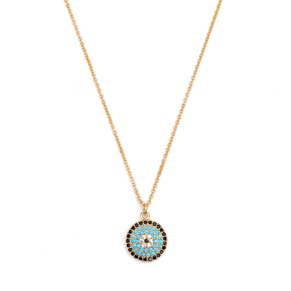 Ojo de la suerte Fátima Hamsa mano turco mal ojo colgante collar de Color dorado cadena larga Collar para mujeres niñas joyería de: 12