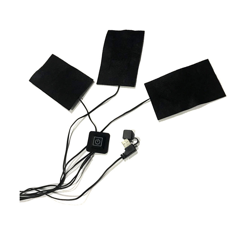 Clothes Heating Pad USB Charged Pad 5V Carbon Fiber Heating Pad Electric Heating Sheet 3 Pads Heating Warmer Pad For Vest
