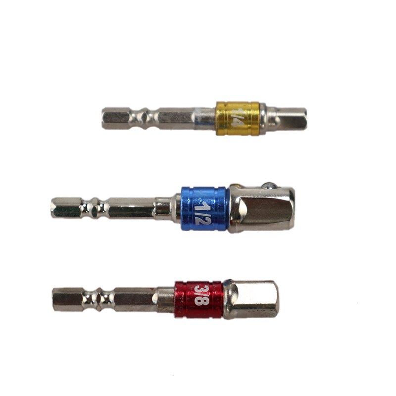 3pcs Drill Socket Adapter for Impact Driver with Hex Shank to Square Socket Drill Bits Bar Extension Set