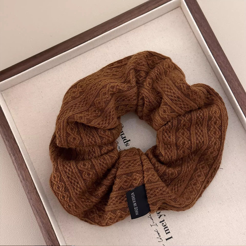 Coletero Vintage con patrón de tejido para mujer, banda para el pelo dulce, lazo para el pelo, banda de goma, accesorios para el cabello a la: Gris