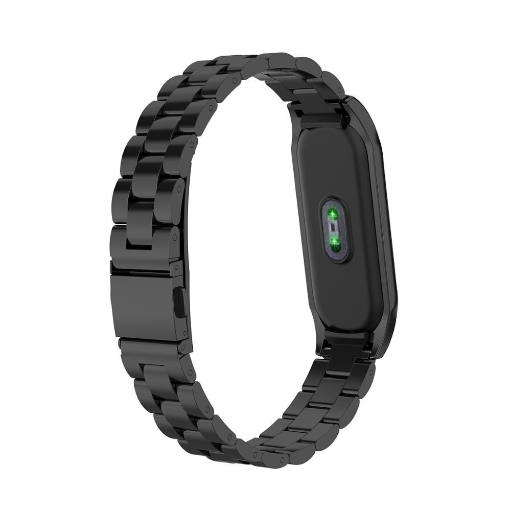 Pulseira de aço inox para xiaomi mi band 3 e 4, acessório de pulseira inteligente para xiaomi mi band 4, cinto esportivo + caixa de metal
