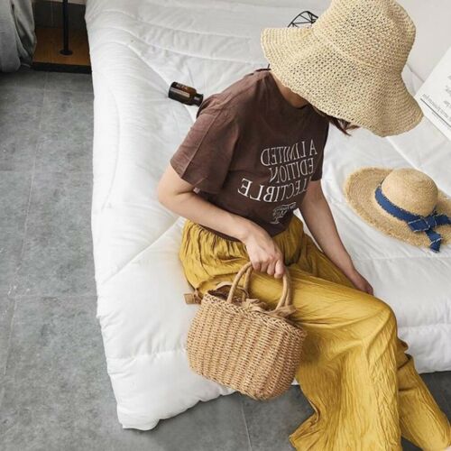 Imcute Stroh Taschen für Frauen Frauen Sommer Rattan Tasche Handarbeit Gewebt Strand Tasche Böhmen Bali Handtasche bolsos mimbre