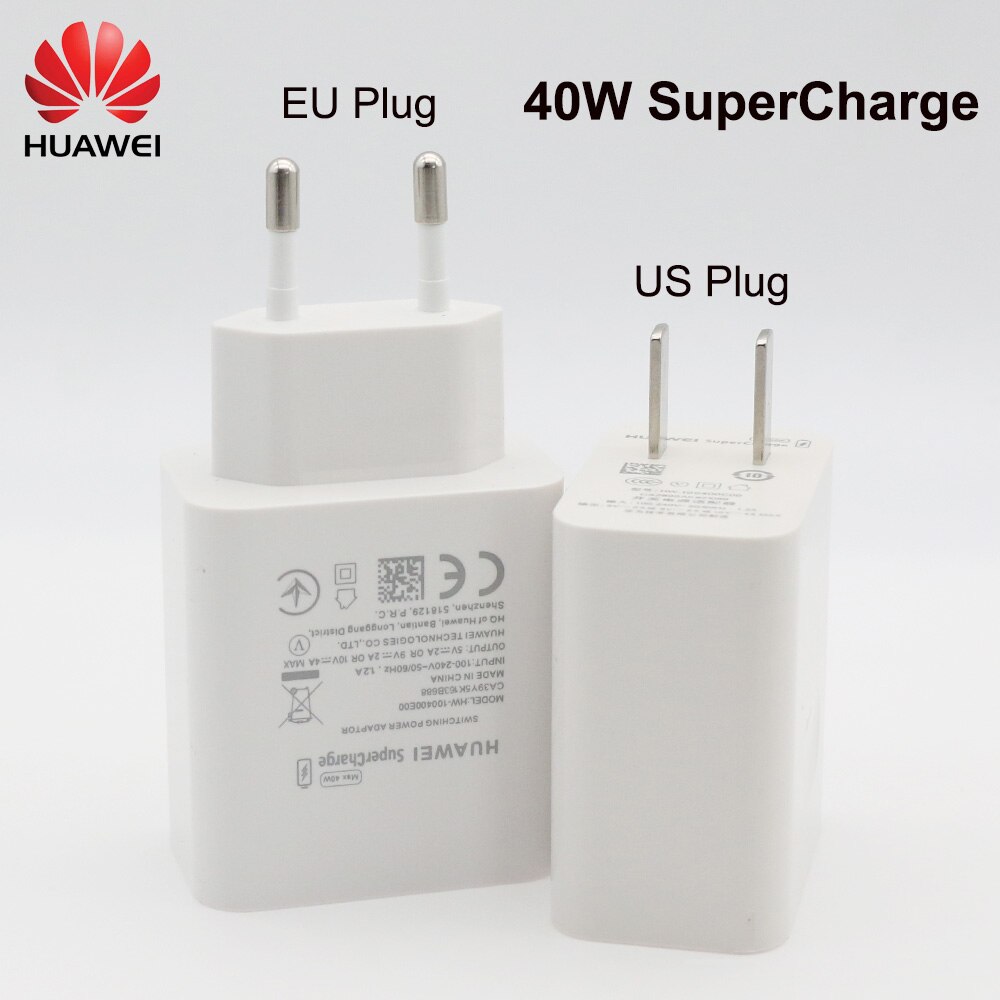 Originele Huawei P20 40W Fast Charger 10V 4A Super Charge Adapter 5A Usb Type C Kabel Voor Nova 5 T Pro Mate 30 40 Pro P 20 30 40