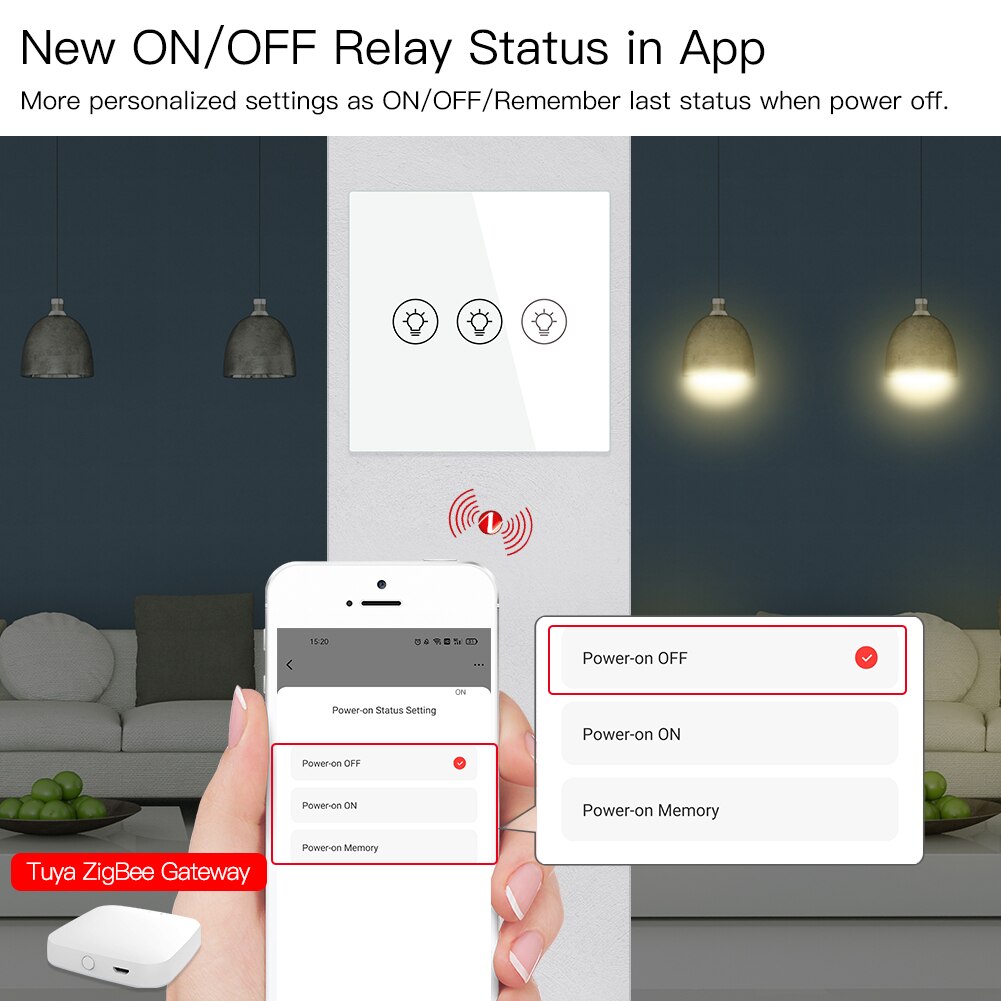 Smart ZigBee Multi-gang Light Dimmer Switch Independent Control Smart Tuya APP Control Works with Alexa Google Home 1/2/3 Gang