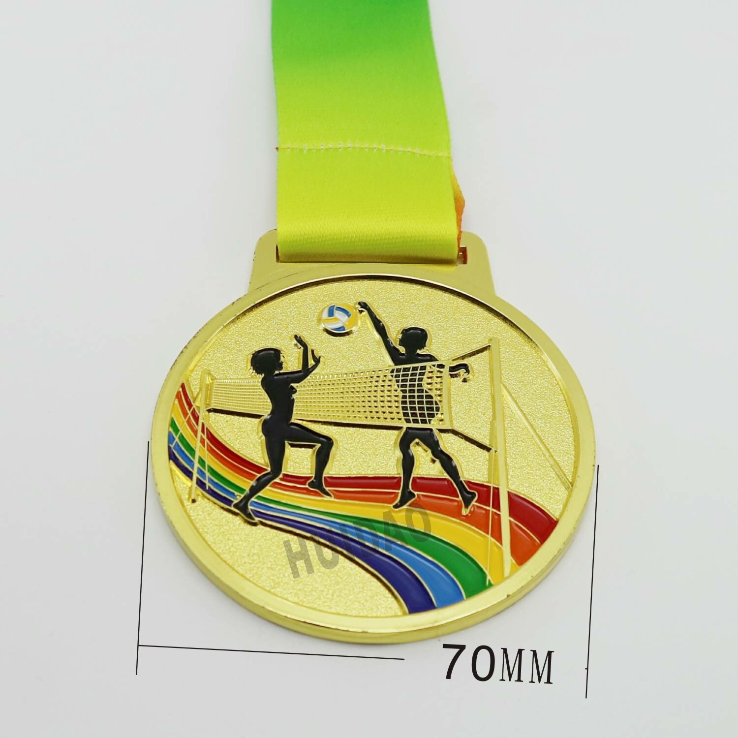 1PCS Women Volleyball Medal In Gold Color and Soft Enamel Process,Metal Medal with Colorful Ribbon