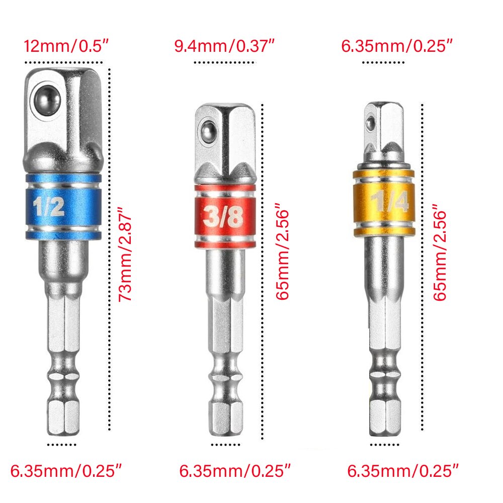 Power Drill Socket Adapter for Driver Impact Drill Extension Drill Bits Bar Socket Adapter 1/4 Hex Shank Square Head Drill Bit