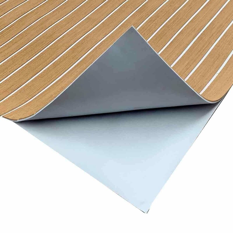 Feuille de teck en mousse EVA auto-adhésive 240X45cm Yacht tapis de sol en mousse synthétique marron avec ligne blanche