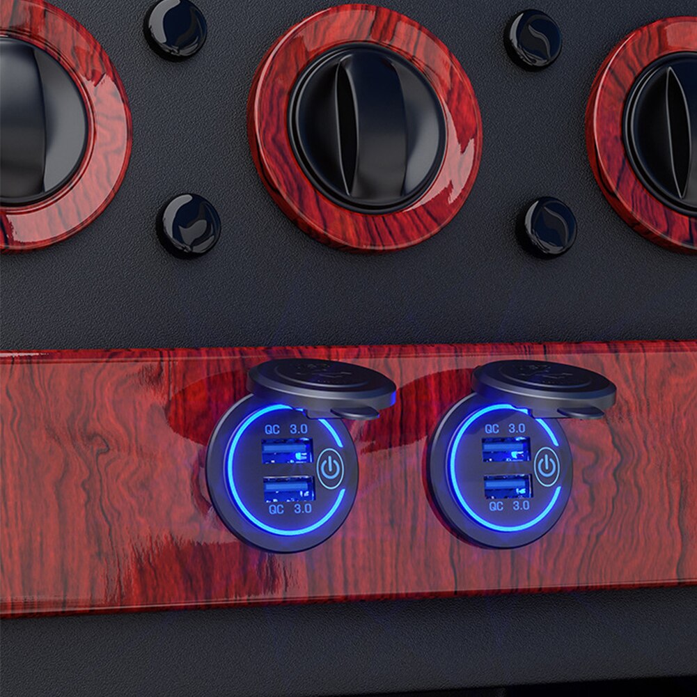 Dual-usb-autoladegerät mit schnellladefunktion, 3.0 steckdosen, universell für golfwagen, lkw, boote und mobiltelefone, berührungsempfindlich