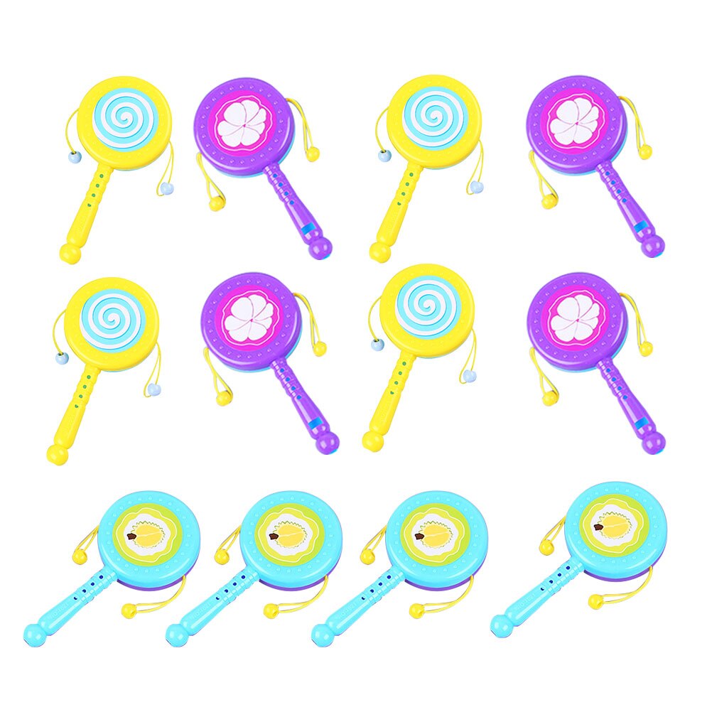 12pcs Infant Rattle Drum Toys Baby Rattle Drums Educational Playthings: Default Title