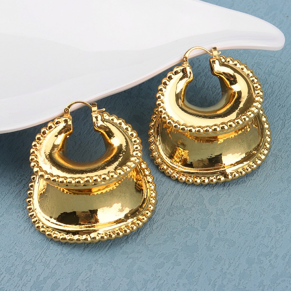 Ensemble de bijoux africains pour femmes, boucles d&#39;oreilles de mariage, dubaï, pendentif collier pour mariée, accessoire nigérian plaqué or: Earrings