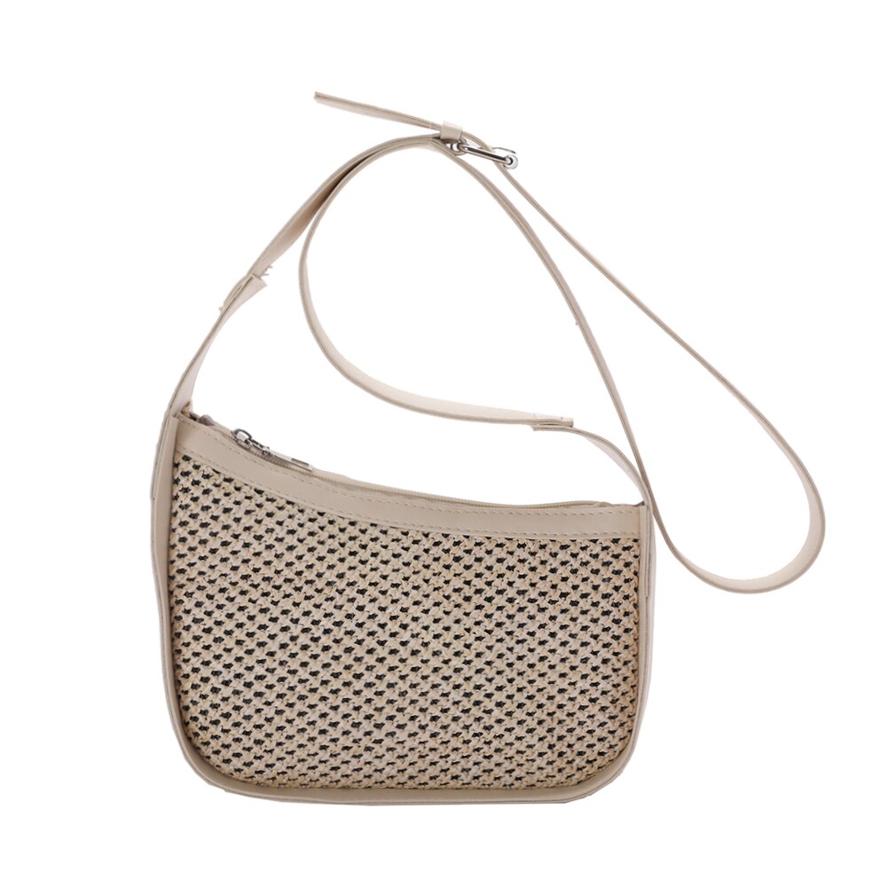 Kleine gewebte hobo-umhängetasche für damen, lässige handtasche für strandurlaub, crossbody-tasche: Weiß