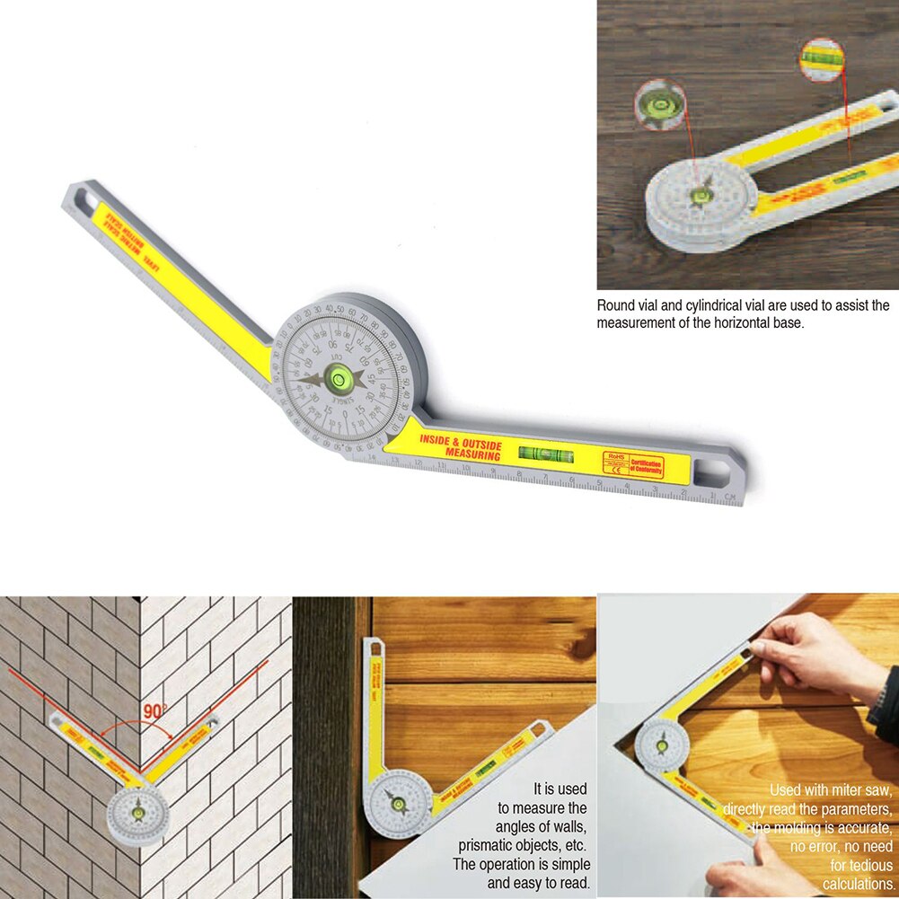 Hoge Nauwkeurigheid Verstekzaag Gradenboog 360 Graden Goniometer Hoek Heerser Diy Vierkante Heerser Voor Binnen Buiten Meten Carpenter Tool