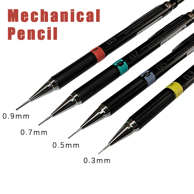 Lápiz mecánico con juego de cables, lápices automáticos para estudiantes con de borrador, suministros de escritura y pintura escolar, 0,3/0,5/0,7/0,9mm