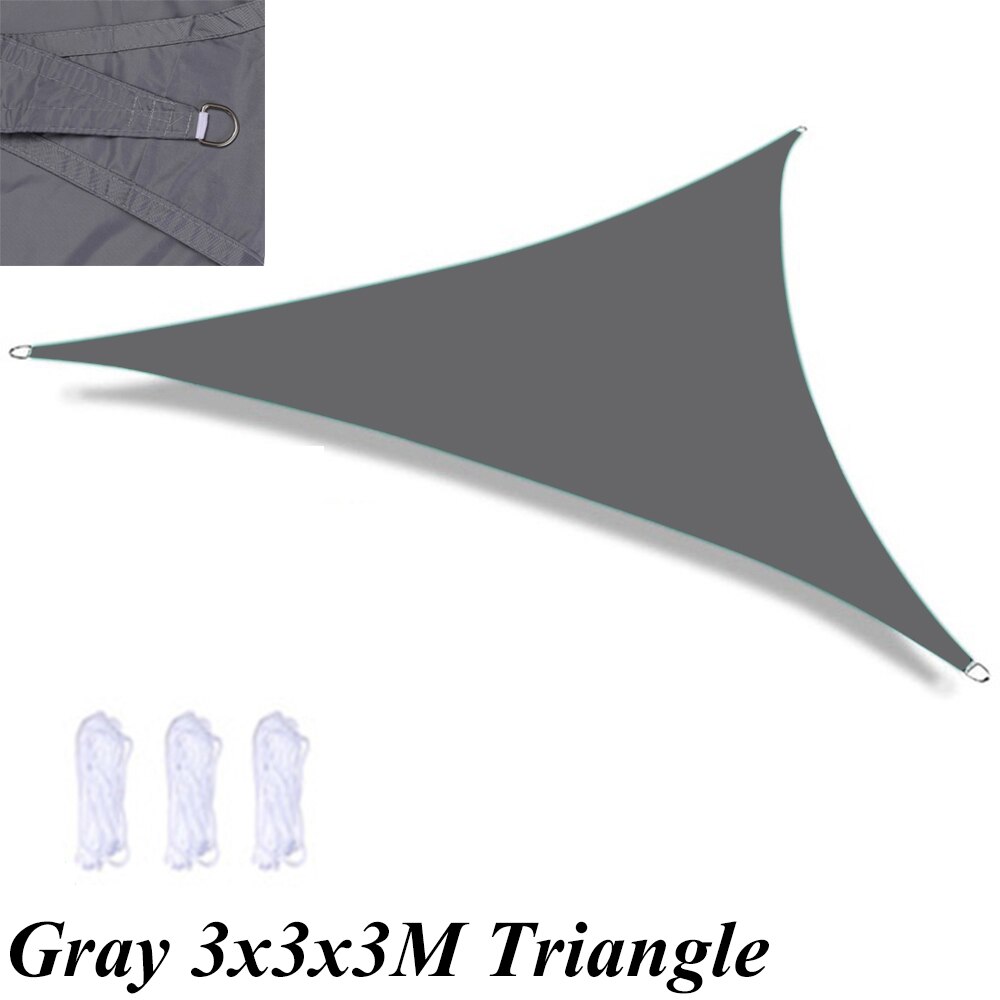 Imperméable Anti-UV soleil ombre voile canopée voiles auvents abri Durable Triangle Rectangle carré pour jardin de cour avec des cordes: Gray Triangle M