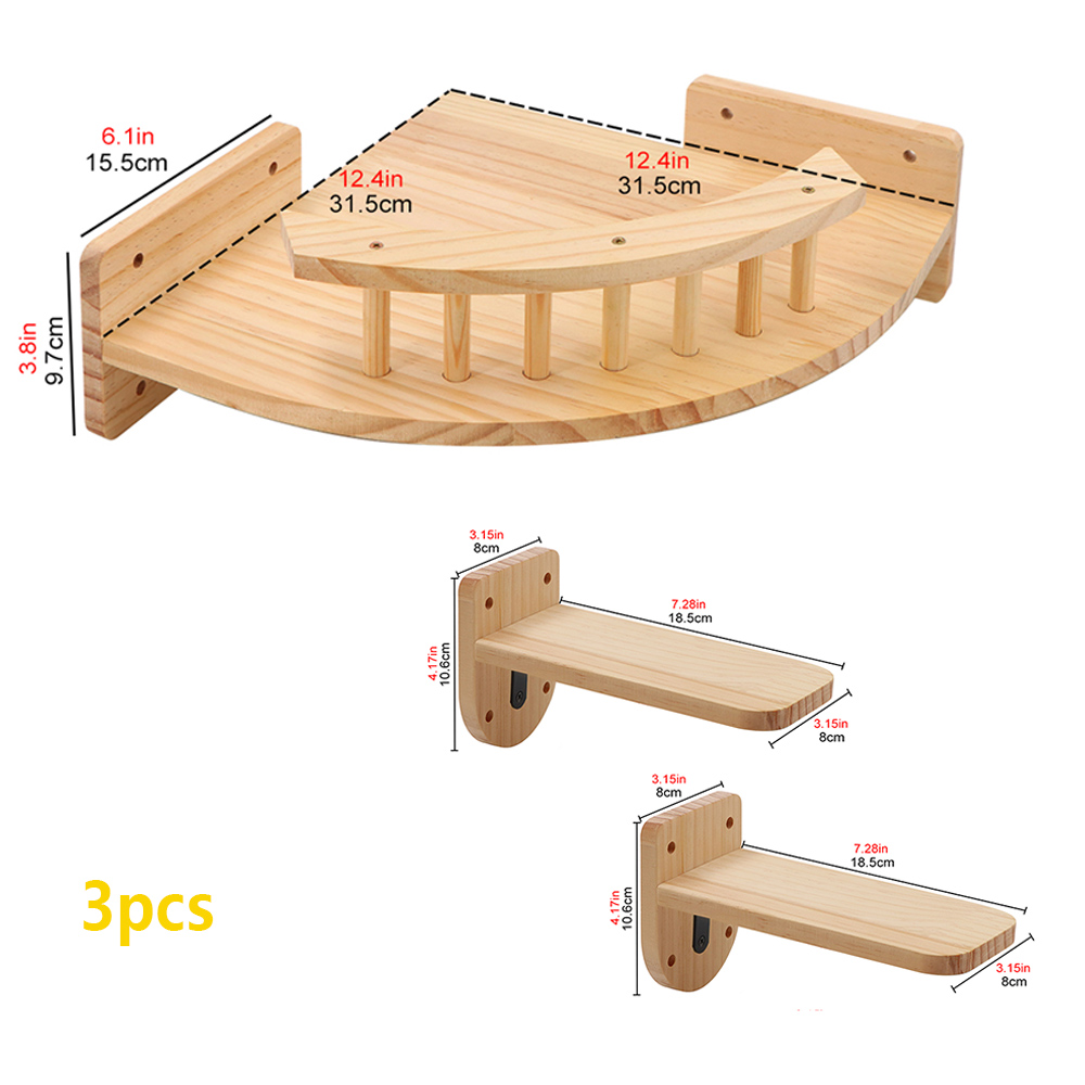 Cat Climbing Shelves Wall Mounted Hammock Wooden Cat Tree Tower Scratching Ladder Indoor House Pet Furniture Cats Playground: Pink