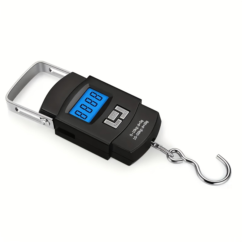 Draagbare digitale weegschaal met haak Hoge precisie 0,0-110,23LB Werkt op batterijen Lichtgewicht Zwart voor reizen Vissen Thuisgebruik