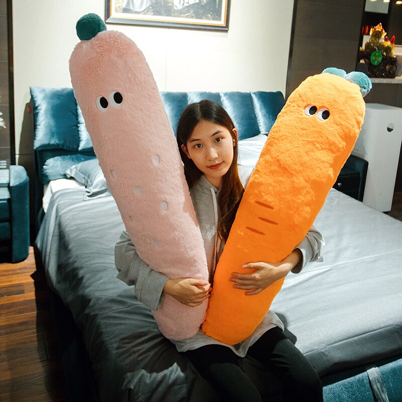 Cojín largo de fruta de Cactus zanahoria fresa, cojín de comida de imitación, de cumpleaños para niñas, almohada Kawaii, comida de felpa