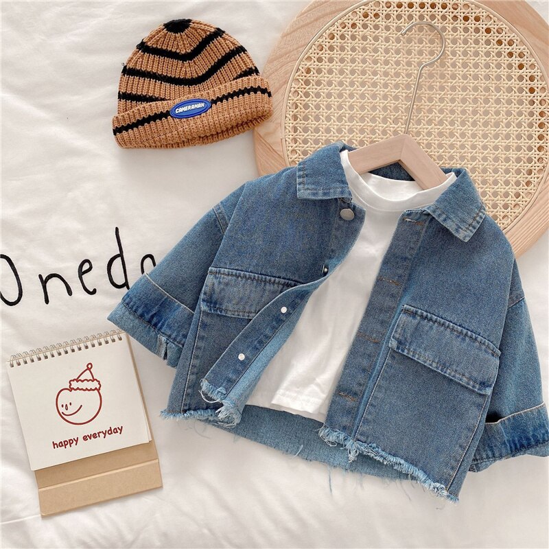 Cappotti temperamento moda ragazze stile coreano primavera autunno bambini casual giacche di jeans tutte le partite