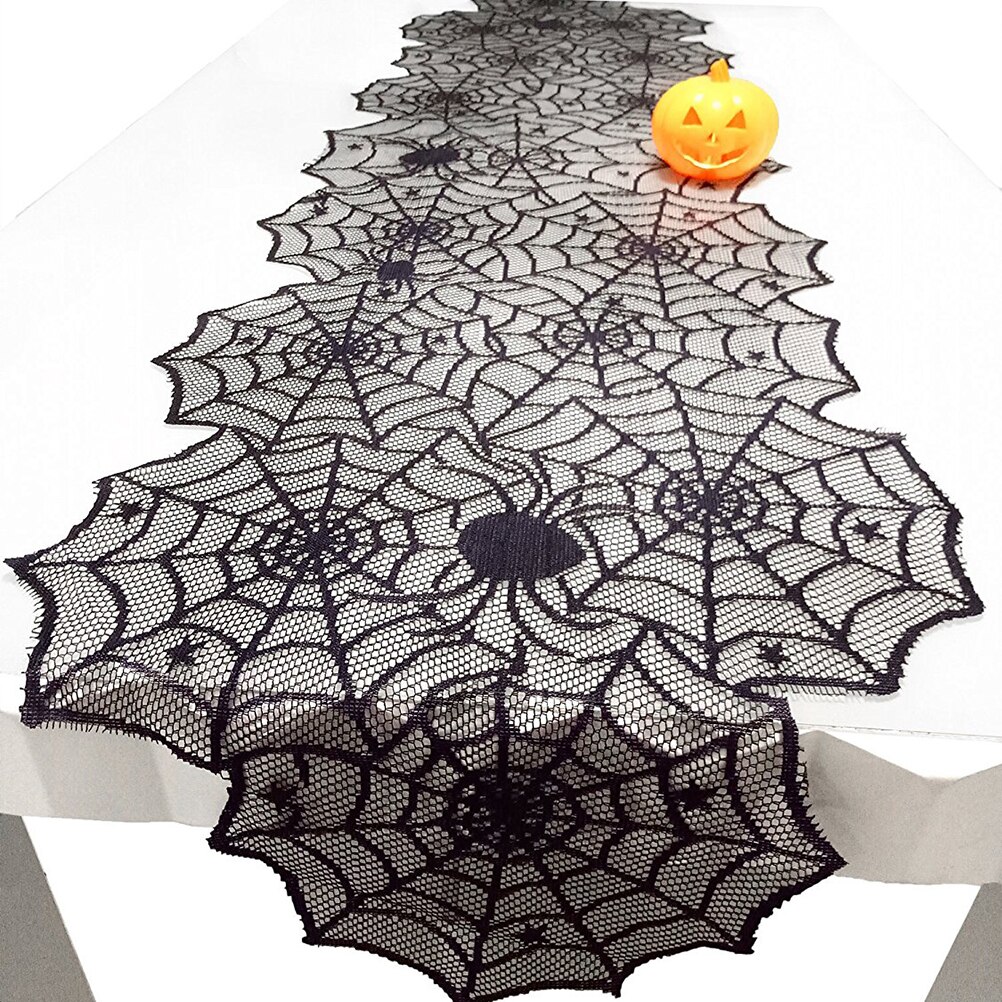 Halloween Tafelkleed Zwart Kant Spinnenweb Patroon Tafelkleed Tafelkleed Decoratie Decor Props Home Decor
