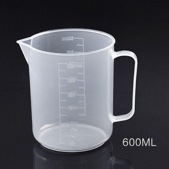 Taza medidora de plástico transparente de 100/300/600/1000ml, recipiente dosificador para laboratorio, herramienta de medición para cocinar y hornear: 600