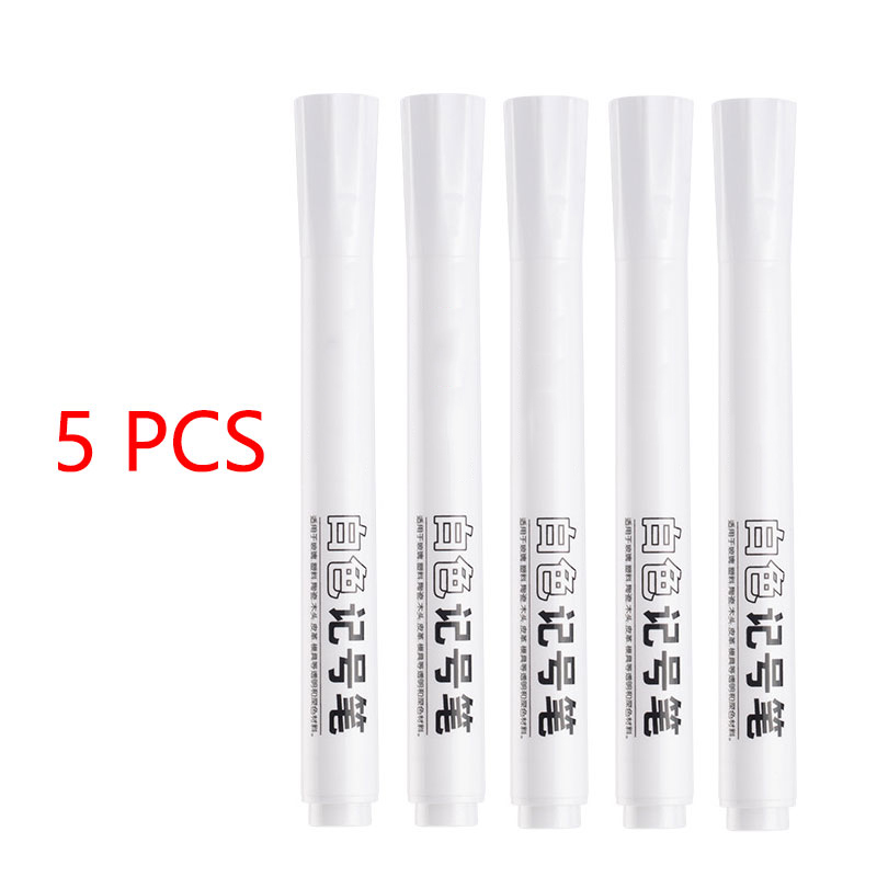 White Marker Pens 0.8/1/2/2.8/5mm Oily Waterproof White Gel Pen DIY Graffiti Sketching Markers Stationery Wrting School Supplies: Clear