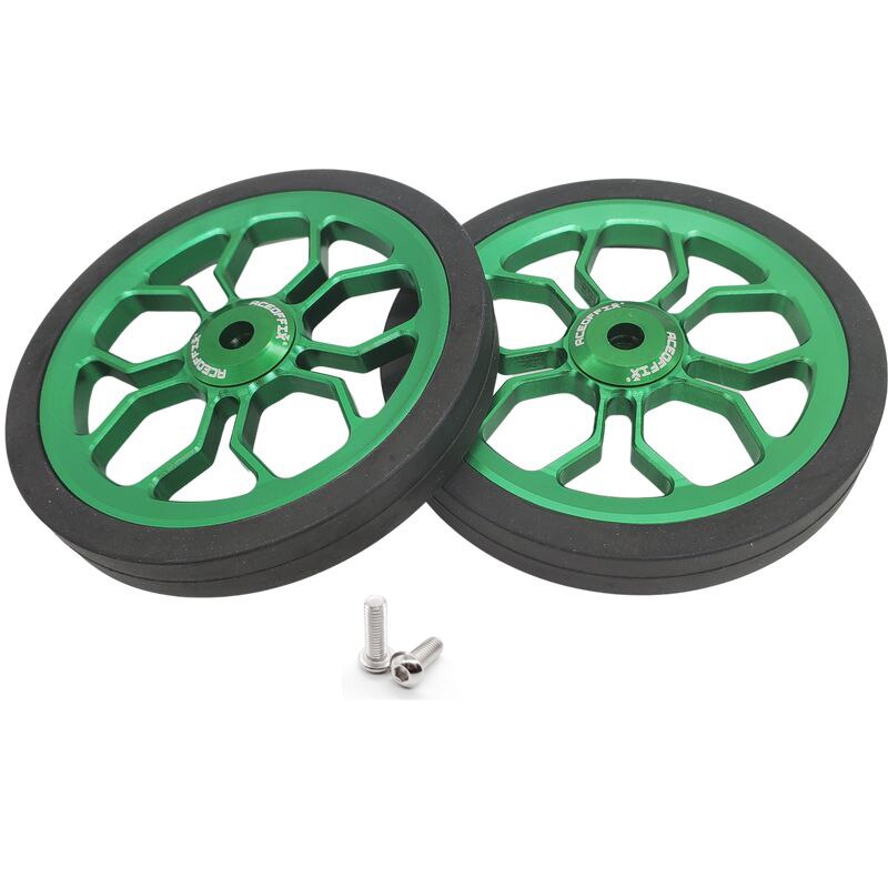 Aceoffix-rueda de empuje de gran tamaño para bicicleta, rueda fácil de 80mm para Brompton, 1 par: green