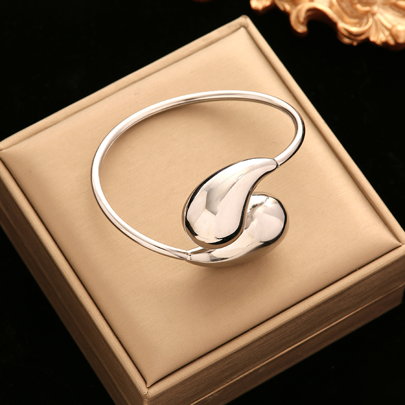 EILIECK 316L Acero inoxidable brillante gotas de agua collar pulsera pendientes conjunto para mujeres conjunto de joyería impermeable de: Chapado en zinc blanco y azul